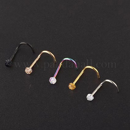 Кольца для носа «рыбий хвост» из нержавеющей стали 304 со стразами круглой формы WGE5A2F-06-1