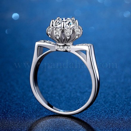 Moissanite 925 anillos de dedo de plata esterlina RJEW-BB71088-BA-1