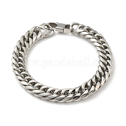 201 Stainless Steel Cuban Link Chains Bracelet for Men Women BJEW-H550-07C-P-1