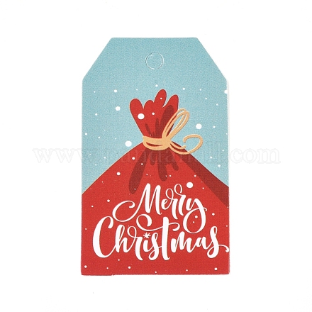 紙ギフトタグ  hange tags  美術工芸用  クリスマスのために  単語メリークリスマスと  カラフル  50x30x0.3mm  穴：5mm CDIS-L003-E10-A-1