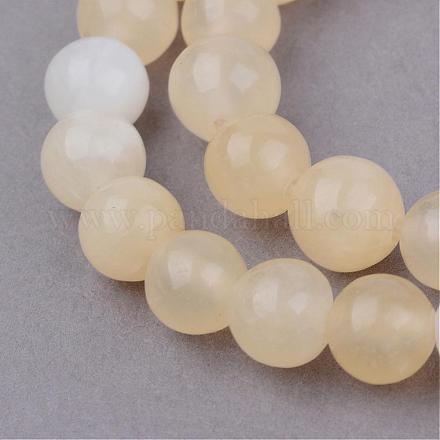 Chapelets de perles en jade jaune naturel G-Q462-10mm-36-1