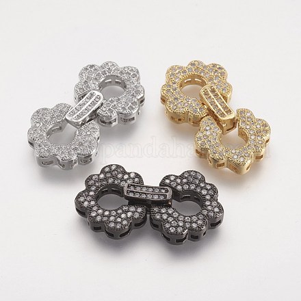 Brass Micro Pave Cubic Zirconia Fold Over Clasps ZIRC-F047-02-1