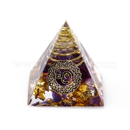 Chakra Pattern Orgonite Pyramid Resin Display Decorations G-PW0005-03G-1