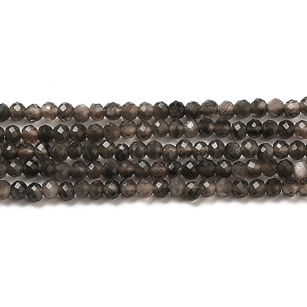 Natürliche silberglänzende Obsidian-Perlenstränge G-E608-A02-A-1