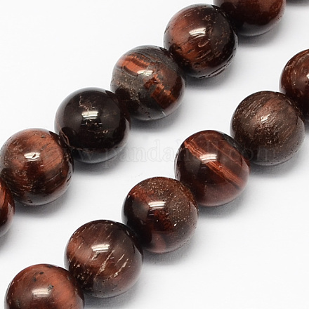 Natural Red Tiger Eye Stone Bead Strands G-R193-08-4mm-1