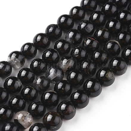 Natürliche schwarze Turmalin Perlen Stränge G-F666-05-6mm-1