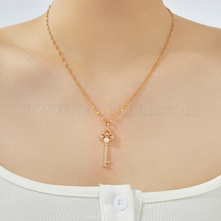 Элегантные латунные ожерелья с подвеской в виде цветка ириса с прозрачным кубическим цирконием HJ7231-1