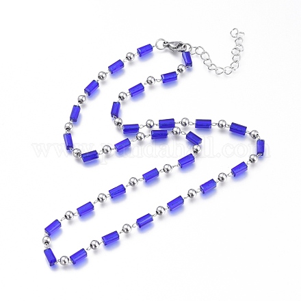 304 Stainless Steel Beaded Necklace NJEW-K119-11P-1
