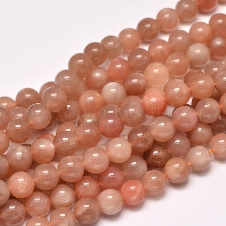 Sunstone naturel brins de perles rondes G-F266-11-8mm-1