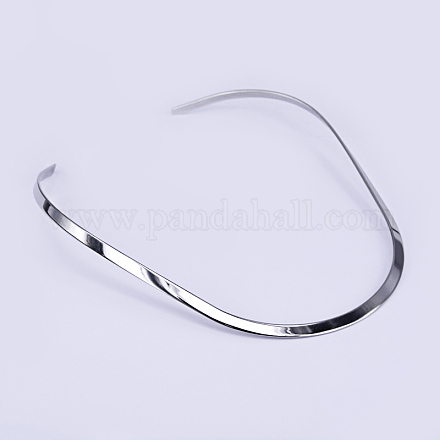 201ステンレススチール製チョーカーネックレス  硬いネックレス  ステンレス鋼色  130x6インチ（15cm） NJEW-O094-04-1