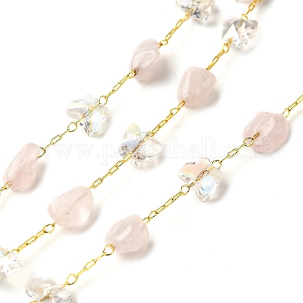Цепочки из натурального розового кварца ручной работы CHC-F020-08G-01-1