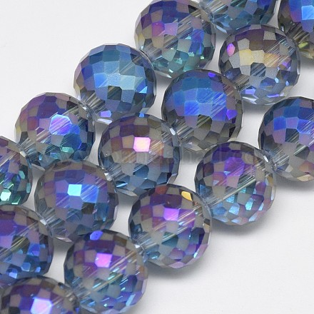 Chapelets de perles en verre électroplaqué EGLA-Q086-12mm-03-1