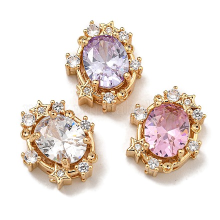 Латунные микро проложить кубического циркония бусы KK-U037-02G-01-1