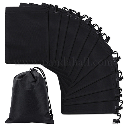 Nbeads ポリエステル巾着袋 12 個  7.8x6.3 黒ナイロンバッグ巾着収納袋トグルギフトバッグジュエリーポーチスポーツホーム旅行ジュエリーキャンディ収納 ABAG-WH0035-026C-1