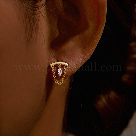 Серьги-гвоздики Horse Eye 925 из стерлингового серебра с микропаве из прозрачного кубического циркония с цепочкой FS-WGA2317-01-1