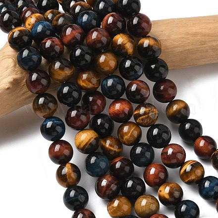 Природных тигровый глаз бисер нитей G-F173-14-10mm-1