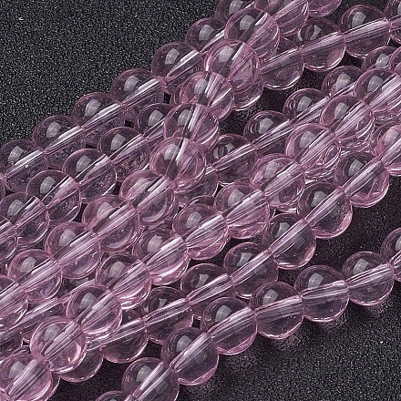 6mm Pink Round Glass Spacer Beads Strands X-GR6mm29Y-1