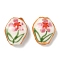 Handmade Porcelain Beads, Hand Drawn Beads, with Enamel, Flower, 15~16x12~14x7~8mm, Hole: 1.2~1.8mm