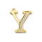 Rack Plating Brass Micro Pave Cubic Zirconia Pendant, Greek Alphabet, Real 18K Gold Plated, Letter U, 14x16x1.6mm, Hole: 1.1mm