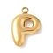 304 Stainless Steel Initial Pendants, Ion Plating(IP), Real 18K Gold Plated, Letter P, 16~18x6~18x3mm, Hole: 1.8mm
