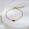 Stylish Stainless Steel Red Heart Link Bracelets, Cable Chain Jewelry for Women, Real 18K Gold Plated, 6-3/4 inch(17cm)