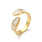 304 Stainless Steel Enamel Cuff Rings, Real 18K Gold Plated, Adjustable