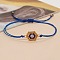 Bohemian Style Glass Seed Beaded Link Bracelets, Adjustable Polyester Cord Braided Bracelets for Women, Hexagon, Blue