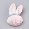 Bunny Resin Cabochons, Rabbit Head with Bowknot, Pink, 25x16.5x7.5mm