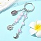 Glass & Alloy & Natural Strawberry Quartz Keychain, with Iron Rings, 11.8cm