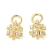 Brass Micro Pave Cubic Zirconia Pendants, Snowflake Charms, Long-Lasting Plated, Cadmium Free & Lead Free, Rack Plating, with Jump Ring, Real 18K Gold Plated, 7x5.5x5.5mm, Hole: 3.3mm