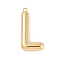 304 Stainless Steel Pendants, Ion Plating(IP), Letter Charm, Letter L, 38x19x6.5mm, hole: 2.1mm