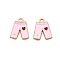 Alloy Enamel Charms, Pants with Heart Pattern, Light Gold, Pink, 15x12x1.5mm, Hole: 1.8mm