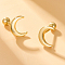 Simple and Elegant S925 Sterling Silver Moon Stud Earrings, Golden, 8x6mm