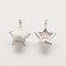 925 Sterling Silver Charms, Star, Matte Silver, 10x7x2mm, Hole: 1mm