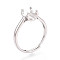 Rhodium Plated 925 Sterling Silver Engagement Solitaire Ring Settings, Adjustable Prong Ring Settings, Platinum, Tray: 4x4mm, 6.5mm, US Size 7 1/4(17.5mm)