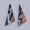 Resin & Walnut Wood Pendants, Two Tone, Triangle, Black, 66x20.5x2~3mm, Hole: 1.5mm