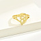 Brass Alphabet Adjustable Rings for Women, with Heart, Letter S, 17mm, US Size 6 1/4(16.7mm)