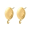 304 Stainless Steel Studs Earring Findings, Ion Plating(IP), Oval, Real 14K Gold Plated, 17x9mm, Hole: 3mm, Pin: 0.8x10.5mm