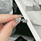 Butterfly Brass with Rhinestone Adjustable Cuff Rings for Women, Platinum, Light Sky Blue, Inner Diameter: Adjustable