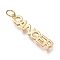 Brass Pendants, with Jump Rings, Long-Lasting Plated, Constellation/Zodiac Sign, Word, Cancer, 34x7x2mm, Hole: 4.5mm
