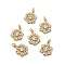 Brass Micro Pave Cubic Zirconia Pendants, Snowflake Charms, Cadmium Free & Lead Free, Rack Plating, Long-Lasting Plated, with Jump Ring, Real 18K Gold Plated, 14x10.5x2.5mm, Hole: 1.8mm