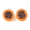 Opaque Resin Pendants, Red Bean Egg Tart, with Platinum Tone Iron Loops, Coconut Brown, 25x20x12mm, Hole: 2x2.5mm