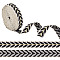 about 10.5~11 yards Ethnic Style Polycotton Jacquard Leaf Ribbons, Garment Accessories, Black, 1 inch(25mm)