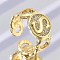 Brass Micro Pave Clear Cubic Zirconia Open Cuff Rings for Women, Letter, Rack Plating, Long-Lasting Plated, Cadmium Free & Lead Free, Real 18K Gold Plated, Letter S, 11.5mm