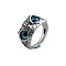 Ancient Blue Eye Owl Ring Couple Jewelry Finger Ring, Antique Silver, show in picture