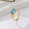 304 Stainless Steel Cubic Zirconia Finger Rings, Special-Interest, Fashionable, for Women, Deep Sky Blue, US Size 6(16.5mm)