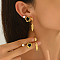 3 Pairs Stainless Steel Flower & Feather Earring Sets, with Rhinestone, Golden, 16~35x6~16mm