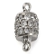 Brass Micro Pave Clear Cubic Zirconia Hollow Column Connector Charms, Lead Free & Cadmium Free, Platinum, 16.5x7.5mm, Hole: 1.4mm