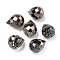Electroplated Glass Beads, Faceted, Teardrop Charms, Top Drilled, Black, 11x8mm, Hole: 1.2mm