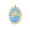Brass Micro Pave Cubic Zirconia Pendants, with Enamel, Evil Eye Charm, Real 18K Gold Plated, Oval, 27x18.5x3mm, Hole: 2mm